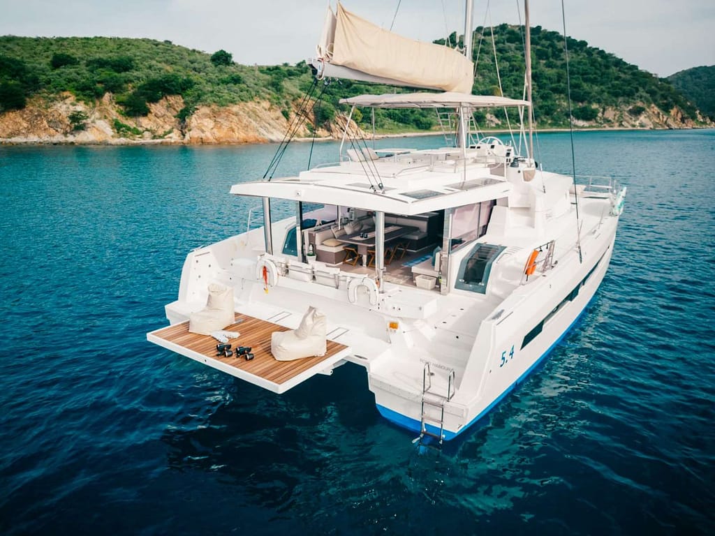 Charter Catamaran ISLAND KISSES Accommodates 8 guests in 4 cabins. All Inclusive week charters in the BVI starting at $31,500. With Crew