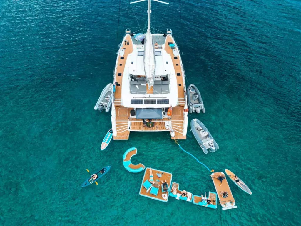 Charter Catamaran MY TY Accommodates 8 guests in 4 ensuite cabins. All Inclusive week charters in the BVI starting at $56,000. Full Crew onboard.