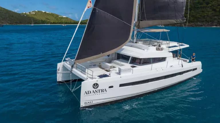 Charter catamaran AD ASTRA 5.4 accommodates 10 guests and 2 crew. 7 night all inclusive charters in the BVI available.