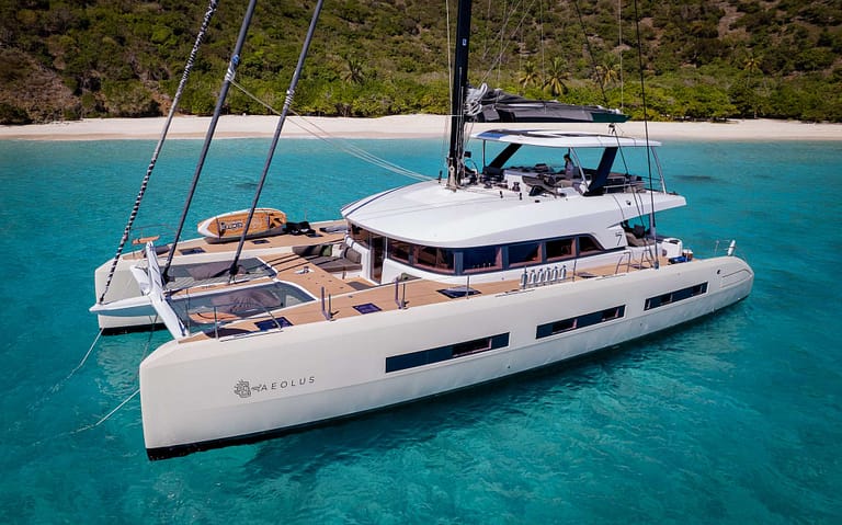 Charter Catamaran AEOLUS 77 available for charter in the BVI. AEOLUS accommodates 8 guests in 4 spacious cabins with ensuite. All Inclusive charters
