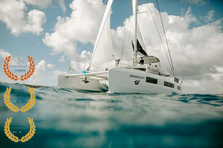 Charter Catamaran WANDERLUST Accommodates 8 guests in 4 cabins. All Inclusive week charters in the BVI starting at $22,500. With Crew