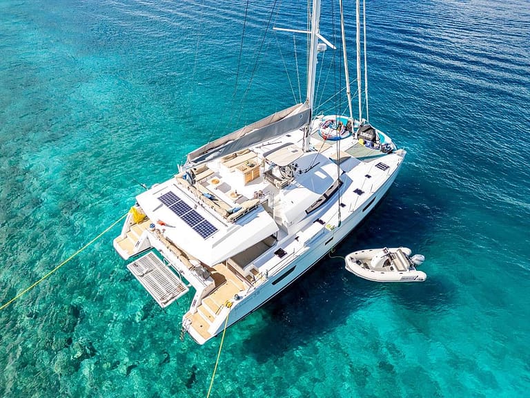 Charter Catamaran OLIVIA CHARLES Accommodates 8 guests in 4 cabins. All Inclusive week charters in the BVI starting at $42,000. Captain & Private Chef onboard